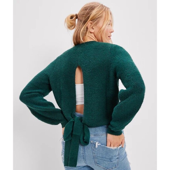 American Eagle Backless Bow Sweater Dark Green Size XXS NWT!! - Picture 2 of 6